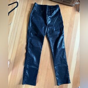 Frame le sylvie slender straight leather textured Jean pants